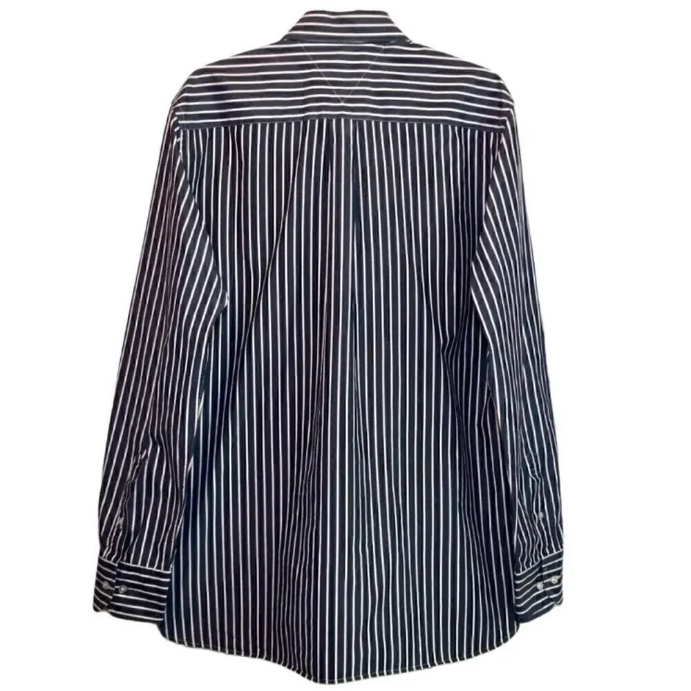 Tommy Hilfiger Custom Fit Striped Dress Shirt in Red/White/Blue Mens L/16 1/2-17